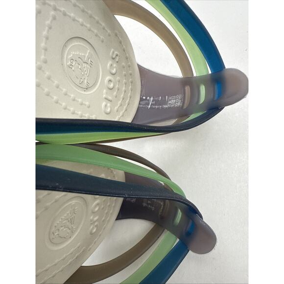 CROCS Womens sz 6W Jelly Sandal HUARACHE Strappy Ballet Flats Beach USED *READ.. - Picture 8 of 14